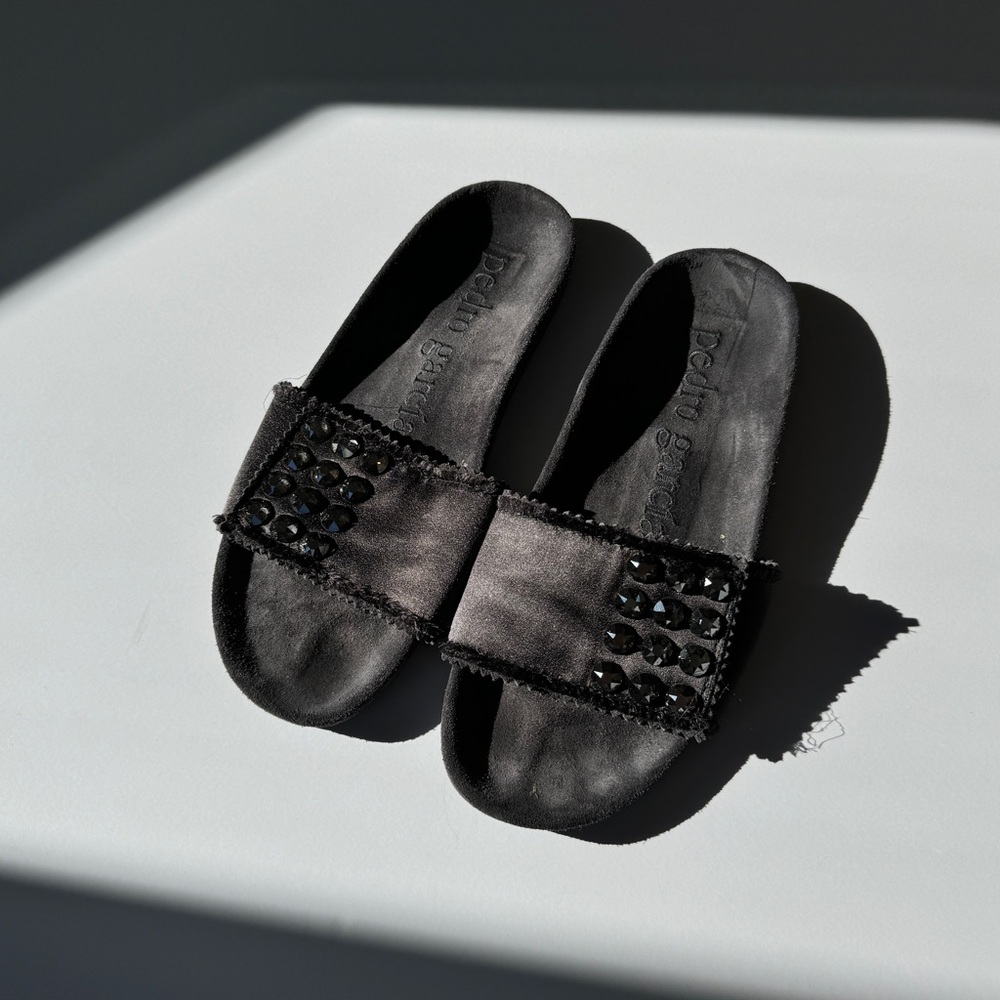 Pedro Garcia Satin & Suede Slides
